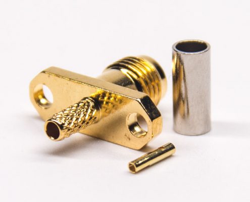 sma帶法蘭板接頭母頭直式壓接式連接器