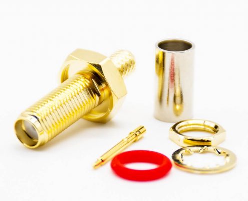 RP-SMA防水母頭直式接線LMR200壓接前鎖連接器