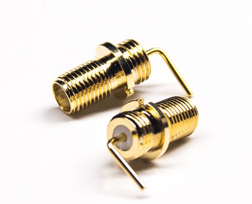 彎式SMA鍍金母頭后鎖穿墻50歐姆插板鍍金
