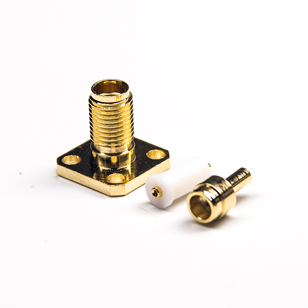 59-2 4孔法蘭直式面板安裝sma連接器母頭反極焊接式