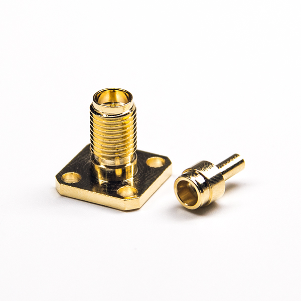 59-3 4孔法蘭直式面板安裝sma連接器母頭反極焊接式