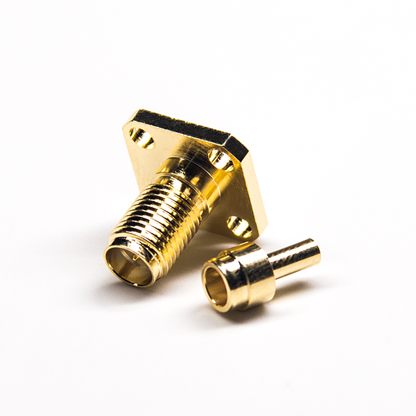 59-5 4孔法蘭直式面板安裝sma連接器母頭反極焊接式