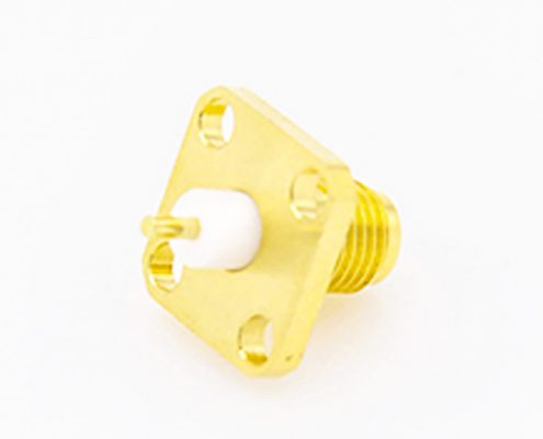 SMA連接器面板直式PCB安裝焊板4孔法蘭