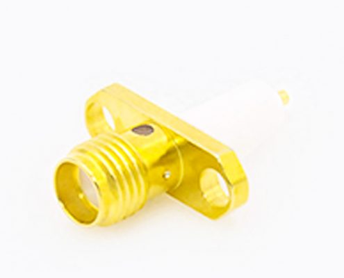 2孔法蘭SMA連接器母頭直式PCB安裝焊板