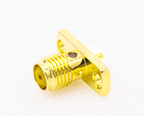 面板安裝SMA直式母頭連接器2孔法蘭焊板用于PCB安裝