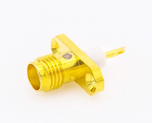 SMA母頭面板安裝連接器母頭直式2孔法蘭焊杯接線