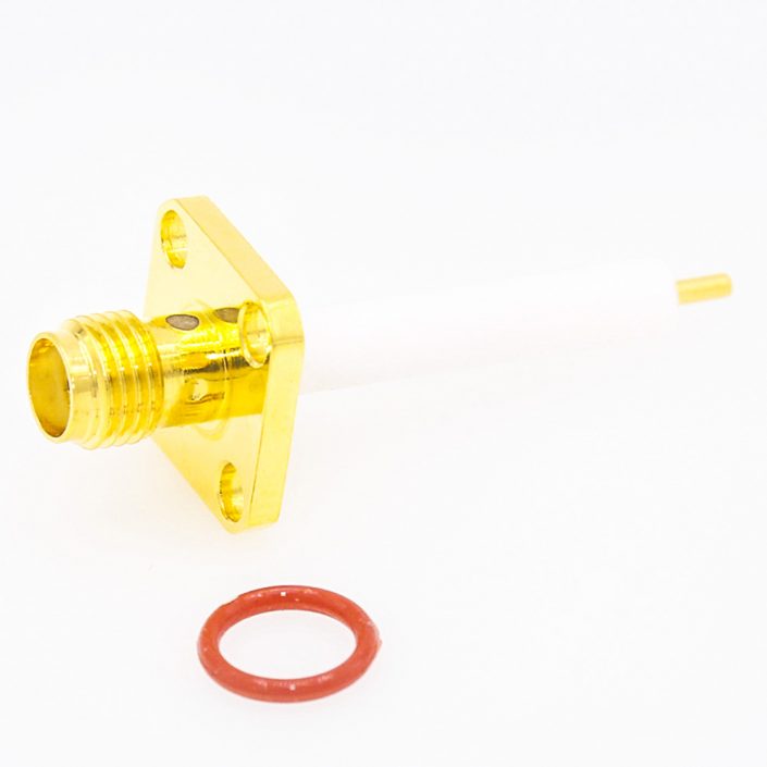 密封SMA連接器防水母頭直式4孔法蘭PCB安裝焊板