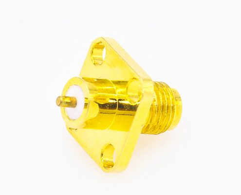 SMA 4孔法蘭連接器母頭直式PCB安裝焊板