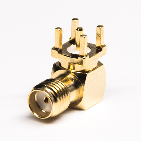 9 sma接頭穿孔彎式插PCB板母頭接PCB板