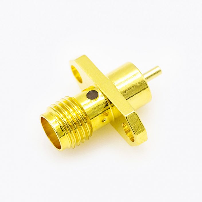 SMA連接器母頭直式PCB安裝焊板2孔法蘭