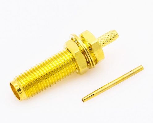 SMA連接器壓接RG174 / RG316接線母頭直式前鎖穿墻用于面板安裝