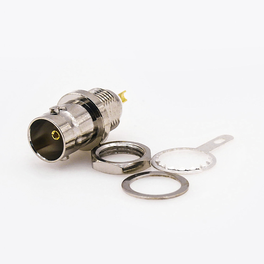 EB-001-0355 面板安裝連接器焊杯型BNC母頭直式后鎖穿墻接線接地