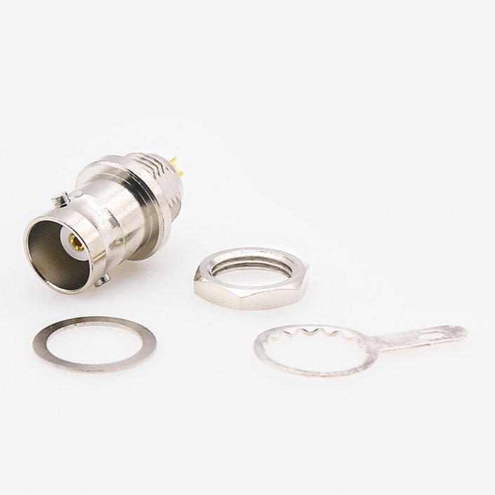 EB-001-0356 接地焊杯型BNC連接器母頭直式面板安裝后鎖穿墻焊接接線