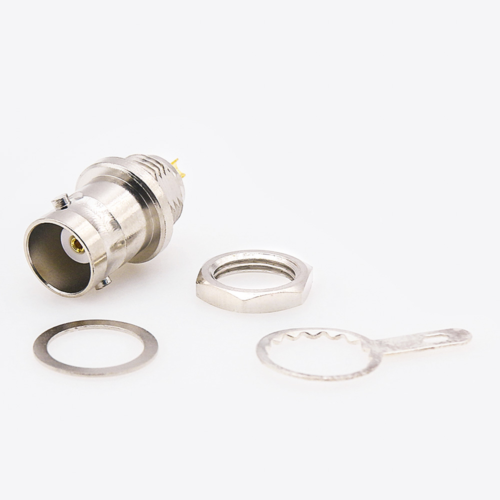 EB-001-0356 接地焊杯型BNC連接器母頭直式面板安裝后鎖穿墻焊接接線