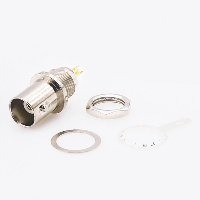 EB-001-0359 接線BNC連接器焊杯母頭直式面板安裝后鎖穿墻