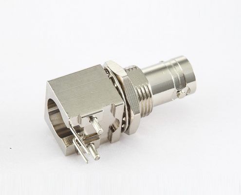 BNC連接器50ΩPCB安裝母頭彎式插孔前鎖穿墻