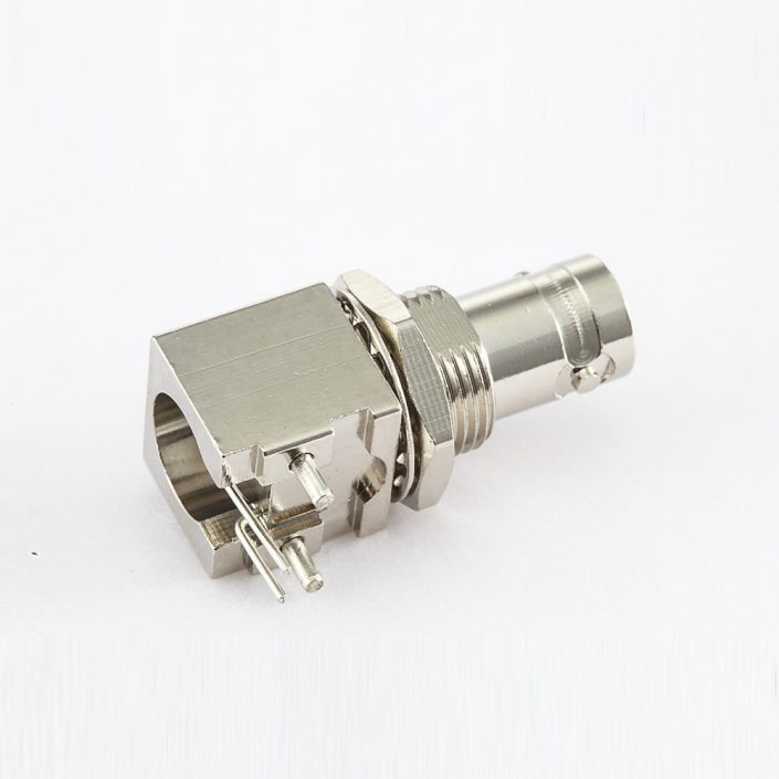 EB-001-0422 BNC連接器50ΩPCB安裝母頭彎式插孔前鎖穿墻