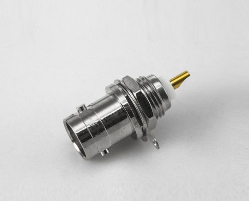 接線焊杯BNC連接器母頭直式面板安裝后鎖穿墻50ohm