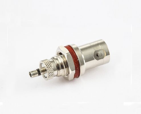 開天窗式焊接接線的防水BNC連接器母頭直型面板安裝后鎖穿墻