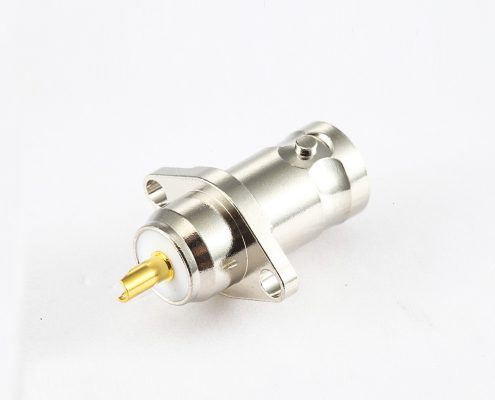 BNC連接器用于SYV50-2接線公頭180度帶2孔法蘭焊接50ohm