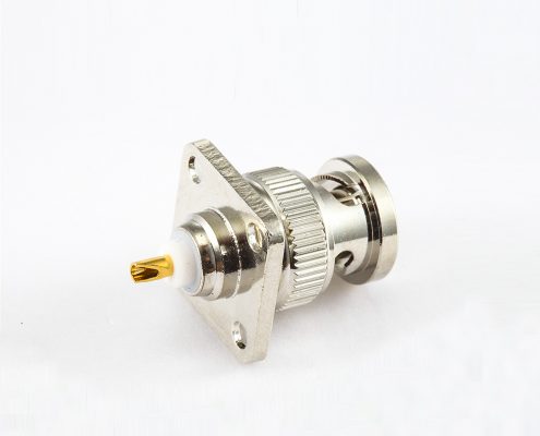 焊杯面板安裝4孔法蘭接線BNC連接器公頭直型