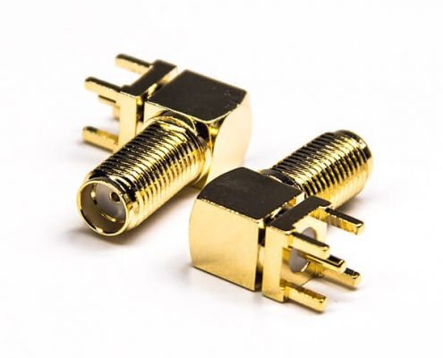 彎式sma射頻接頭母頭穿孔式接PCB板