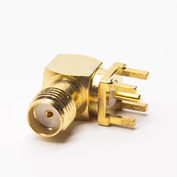 sma-female-90-degree-rf-connector-gold-plating-through-hole(2) SMA連接器,彎式,母頭,穿孔,PCB板,鍍金