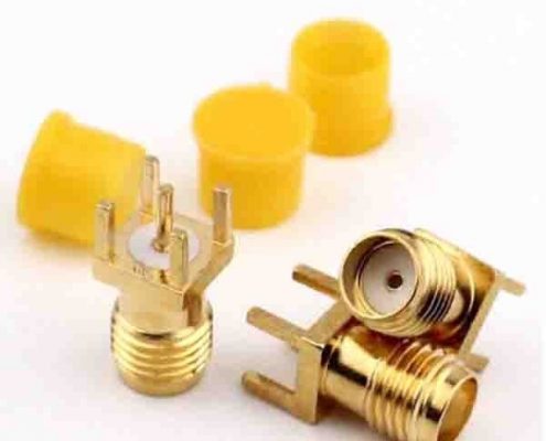 SMA 直式插板連接器帶防塵帽