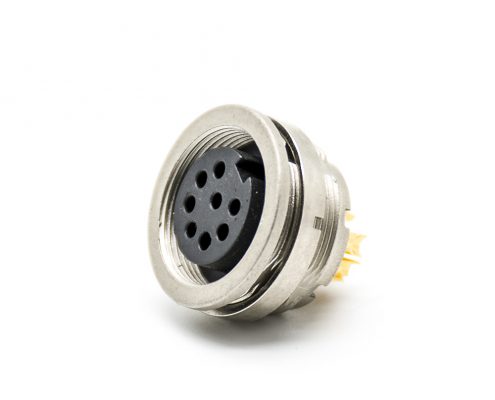 M16 8芯母插座連接器后鎖板焊線連接器直式