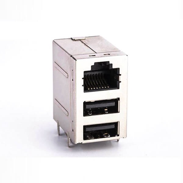 2XEB-500-7043_1 RJ45連接器加雙層USB2.0母座連接器屏蔽不帶燈