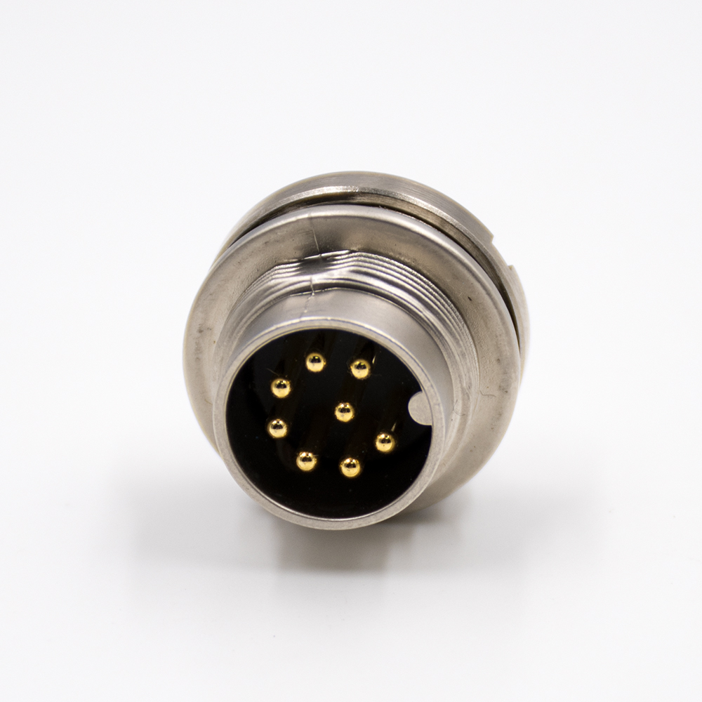 36-2 M168p前裝面板頭板端插座A扣公頭直式前鎖板接線焊接式傳感器連接器