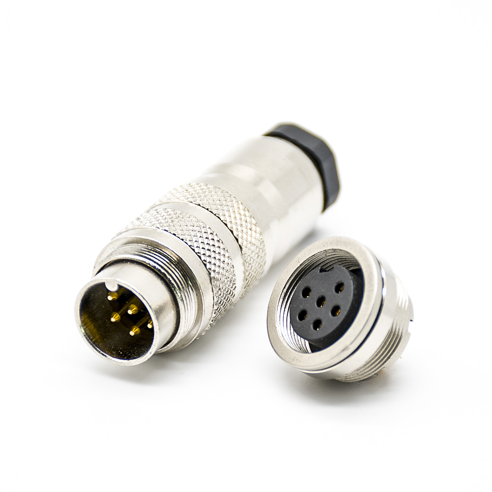 38 (4) M16工業(yè)連接器6芯公母一套公插頭母插座直式接線焊接式后鎖板帶屏蔽