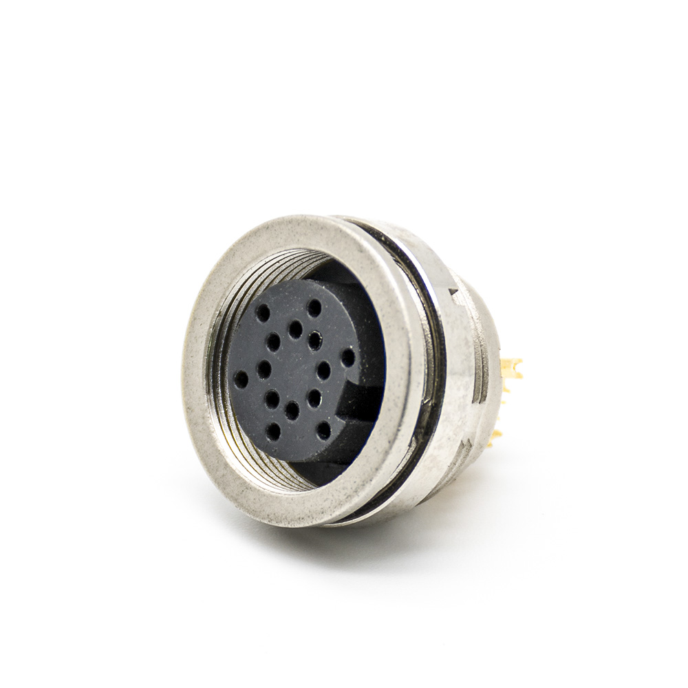 39 (1) 插座母頭14芯M16連接器直式接面板后鎖板帶屏蔽