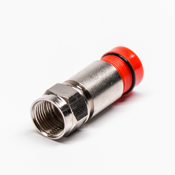 F型接頭紅色公頭直式同軸連接器壓縮接RG6
