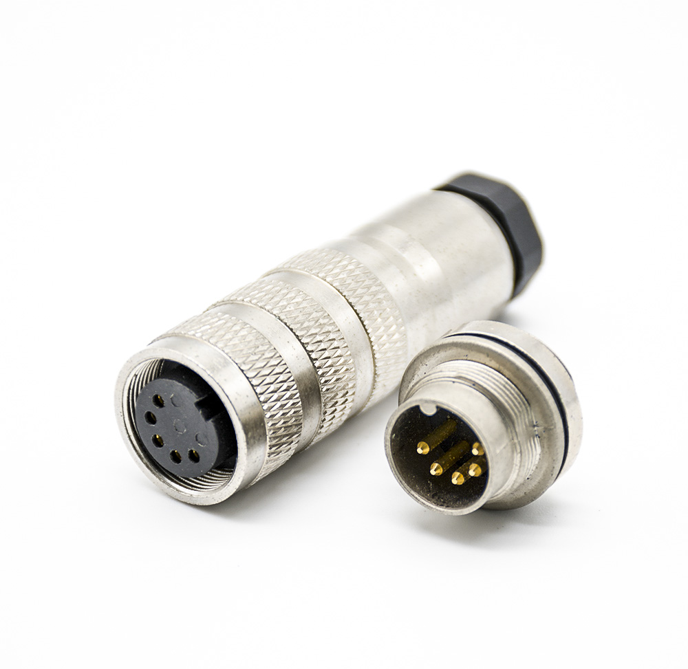 44 (2) 對接連接器M16連接器5芯母插頭和公插座一套前鎖板焊線帶屏蔽