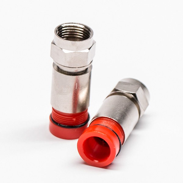 F型接頭紅色公頭直式同軸連接器壓縮接RG6
