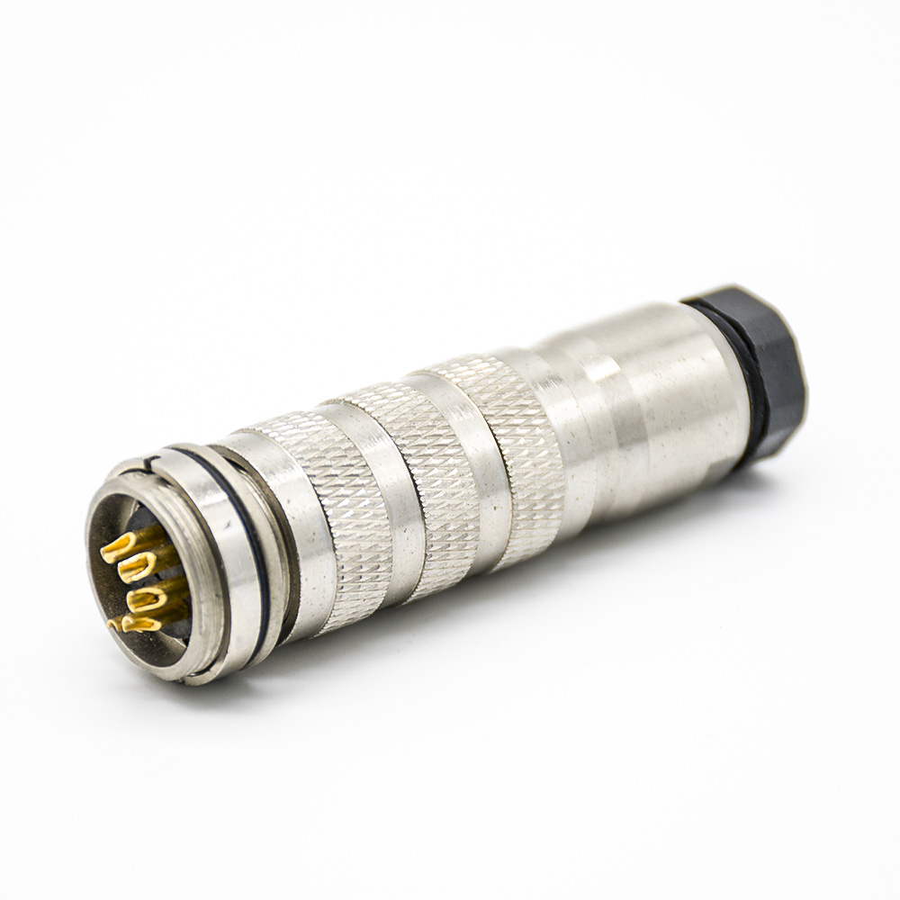 44 (3) 對接連接器M16連接器5芯母插頭和公插座一套前鎖板焊線帶屏蔽