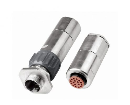 YGC電連接器17芯公母對接直式冷壓接IP67快速卡口式公母對接牽引連接器