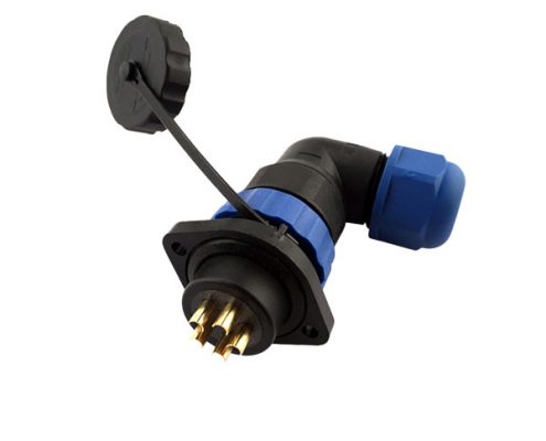 SP21 2芯 IP68防水航空插頭插座 連接器 彎式