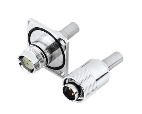 軌道連接器2芯直式IP67卡口連接公母對接冷壓接YGC連接器