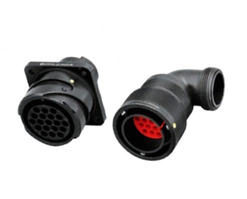 鐵路機車用電連接器YGC卡口連接IP67冷壓接式公母對接19芯彎式連接器