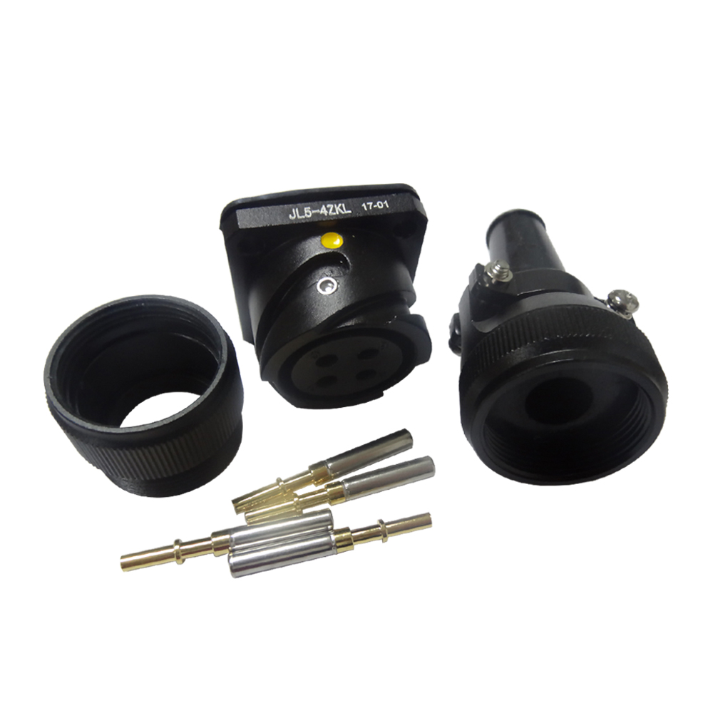 88-3 鐵路專用連接器JL美標(biāo)卡扣連接4芯面板安裝180°母插座焊接牽引連接器