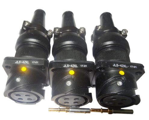 鐵路專用連接器JL美標(biāo)卡扣連接4芯面板安裝180°母插座焊接牽引連接器