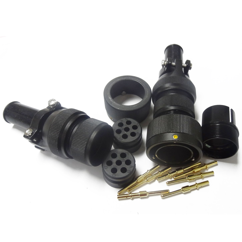 89-2 鐵路專用圓形電連接器JL黑色陽極化美標7芯卡扣連接公插頭直式牽引連接器