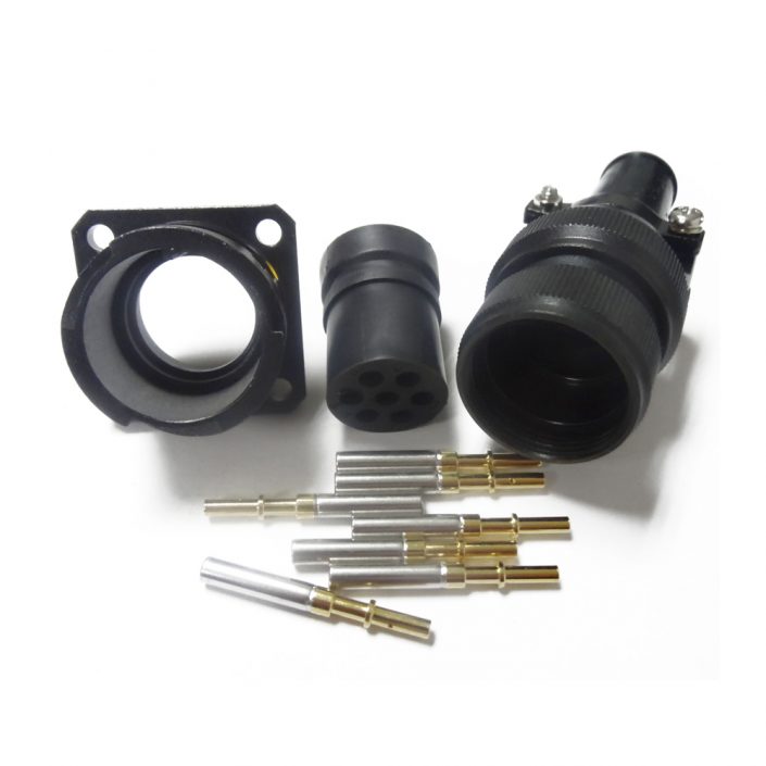 90-1 JL插座母頭7芯四孔法蘭美標(biāo)焊接牽引連接器面板安裝