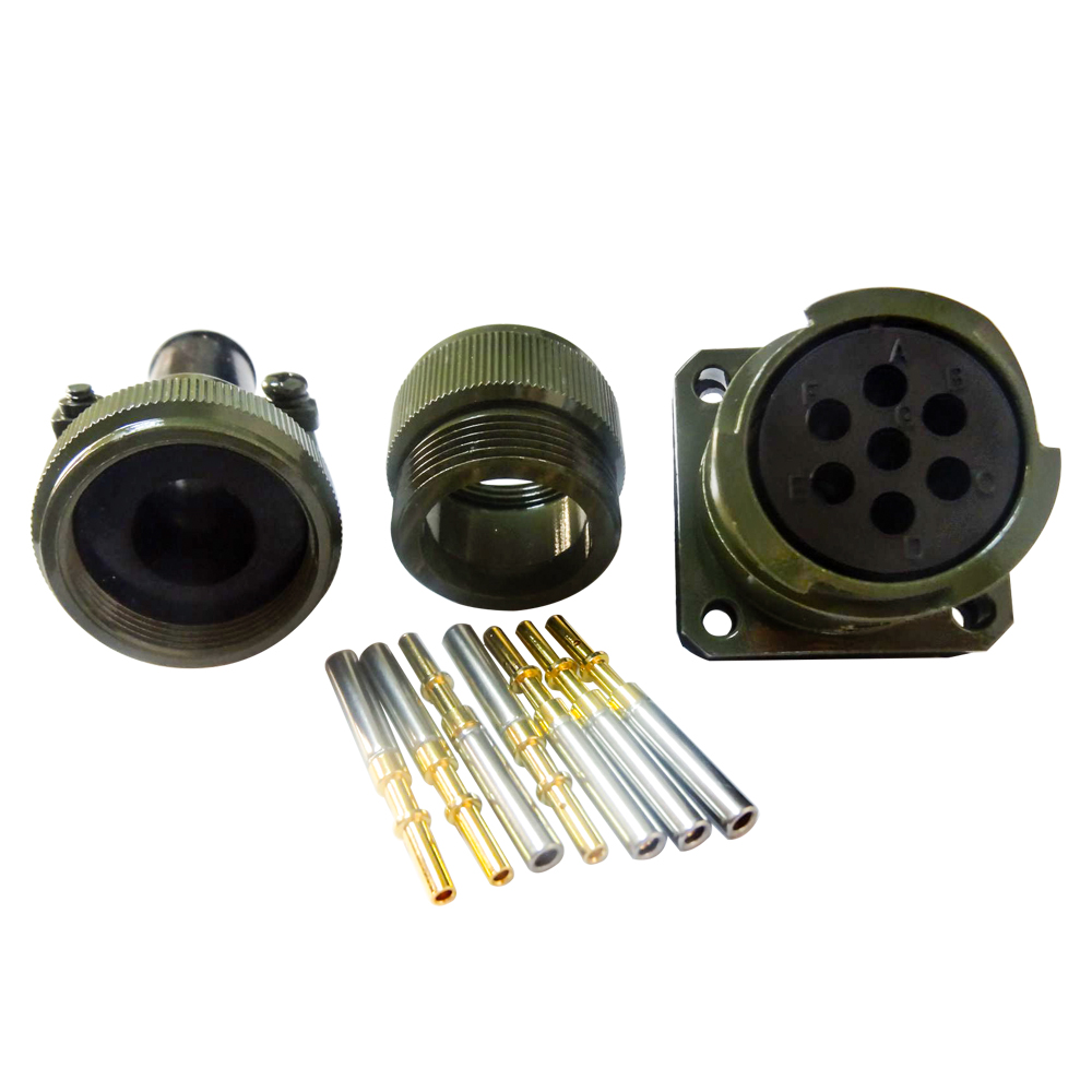 91-1 jl系列電連接器母插座7芯面板安裝牽引連接器焊接直式卡扣連接