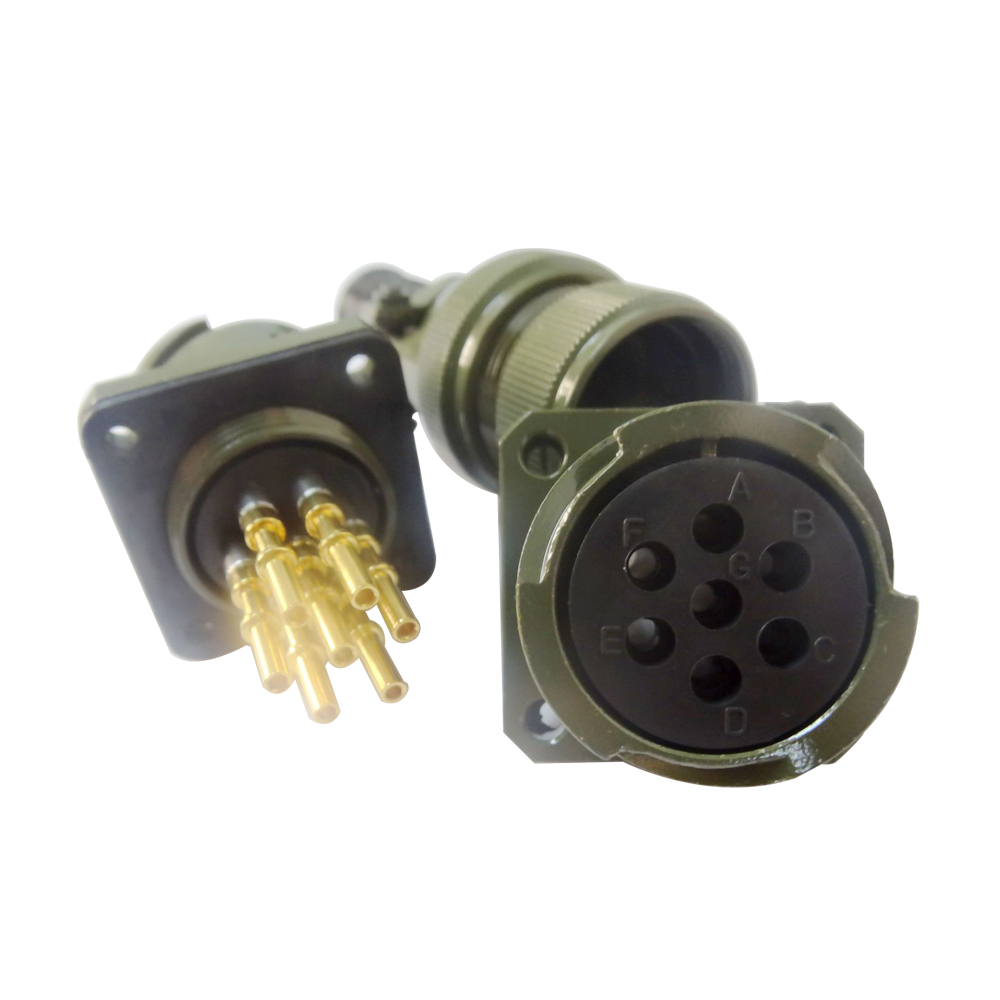 91-2 jl系列電連接器母插座7芯面板安裝牽引連接器焊接直式卡扣連接