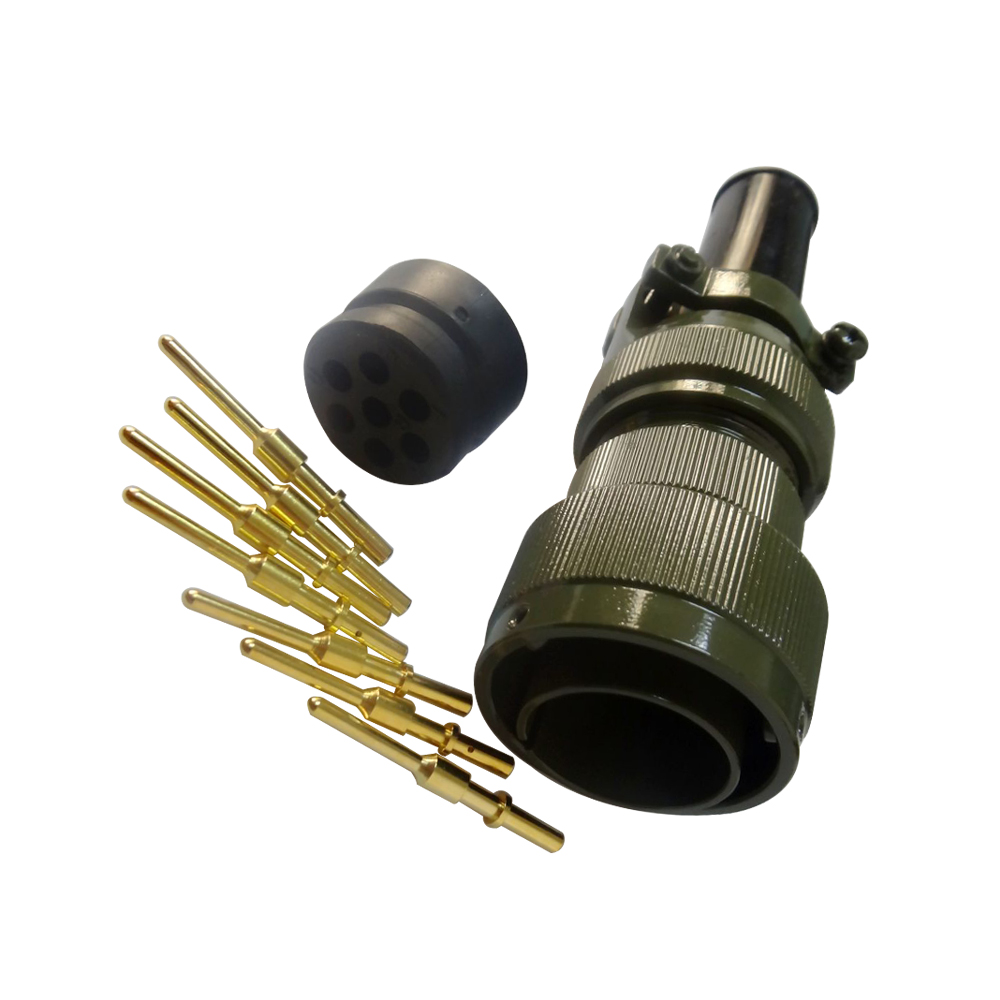 93-1 JL連接器7芯美標焊接公插頭卡扣連接直式牽引連接器