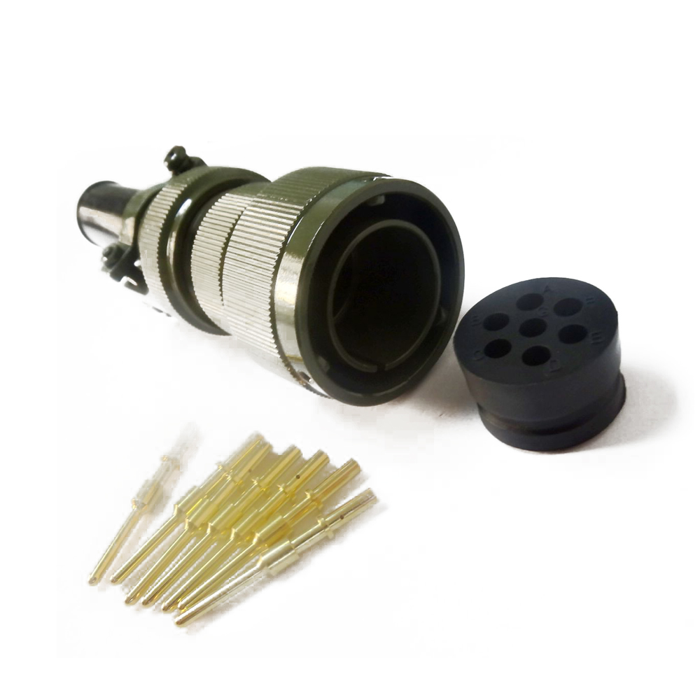 93-4 JL連接器7芯美標焊接公插頭卡扣連接直式牽引連接器