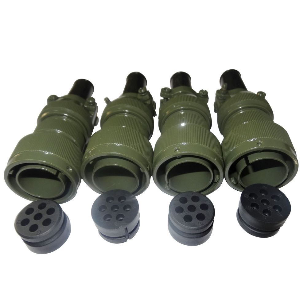 93-5 JL連接器7芯美標焊接公插頭卡扣連接直式牽引連接器